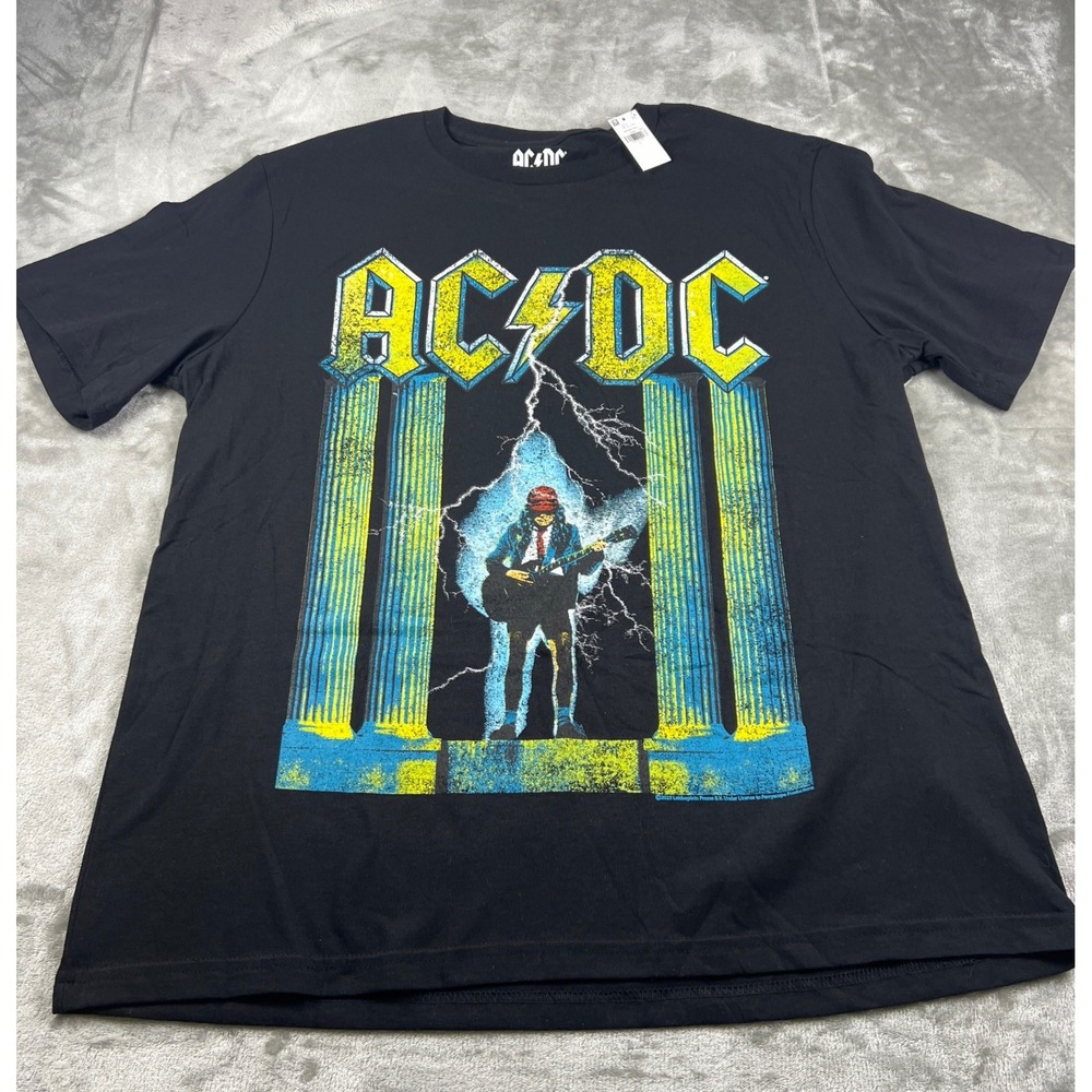 AC/DC Angus Young Graphic T-Shirt Mens Large Black Rock Band Tee NWT